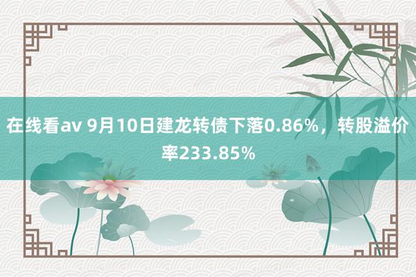 在线看av 9月10日建龙转债下落0.86%，转股溢价率233.85%