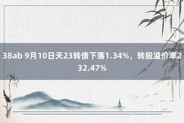 38ab 9月10日天23转债下落1.34%，转股溢价率232.47%