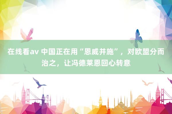 在线看av 中国正在用“恩威并施”，对欧盟分而治之，让冯德莱恩回心转意