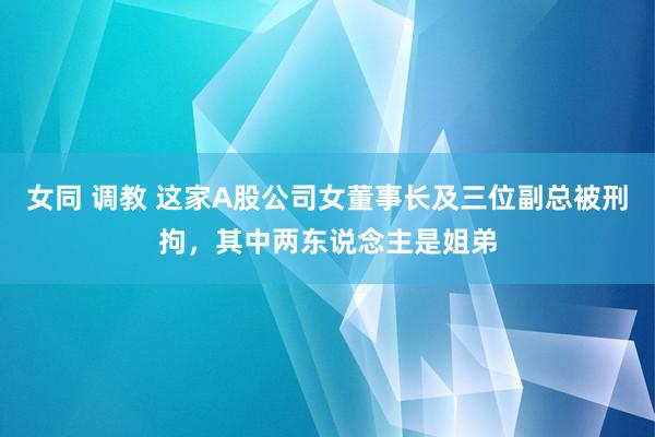 女同 调教 这家A股公司女董事长及三位副总被刑拘，其中两东说念主是姐弟