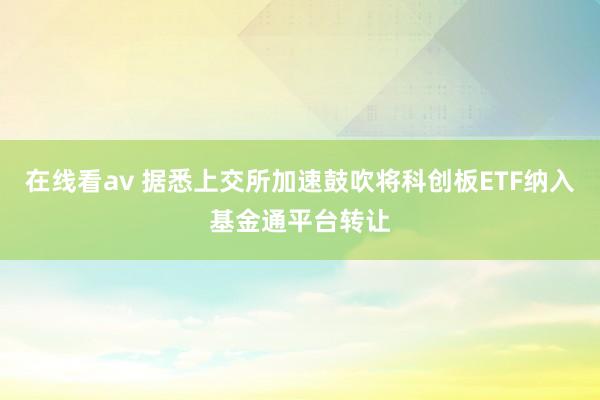 在线看av 据悉上交所加速鼓吹将科创板ETF纳入基金通平台转让